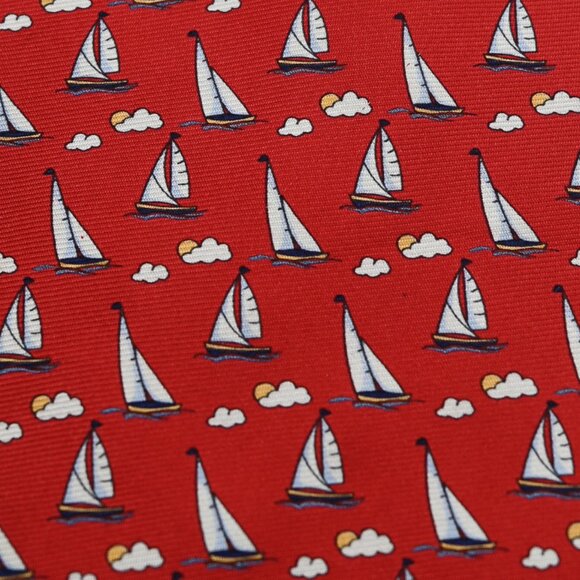NEW Brooks Brothers Red With White Sail Boats Long Silk Tie Made in USA - Picture 1 of 5